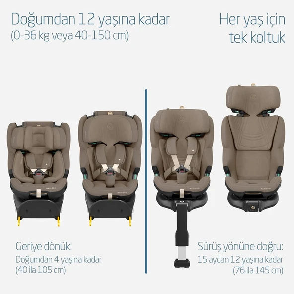 Maxi-Cosi Emerald 360 Pro I-Size Dünyanın İlk Kızaklı, Araç Dışına Çıkabilen İsofix'li 360 Dönebilir Yatabilir 0-36 kg Bebek Oto Koltuğu Authentic Truffle - 4