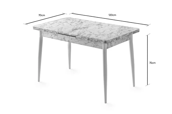 Ay Masa Ve Sandalye Bench Takımı, Fuşya Beyaz, 120X70 - 3