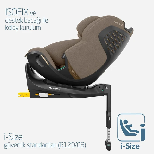 Maxi-Cosi Emerald 360 Pro I-Size Dünyanın İlk Kızaklı, Araç Dışına Çıkabilen İsofix'li 360 Dönebilir Yatabilir 0-36 kg Bebek Oto Koltuğu Authentic Truffle - 10