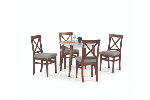 Siena Sabit Masa Ve Çapraz Döşemeli Sandalye Takımı, Beyaz Ceviz, 90X90 - 2