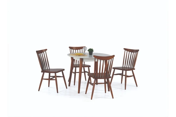 Siena Sabit Masa Ve Kırlangıç Sandalye Takımı, Beyaz Ceviz, 125X80 - 2
