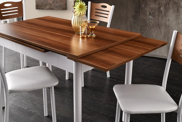 Smart Masa Ve Smart Sandalye Takımı, Ceviz Beyaz, 110X70 - 2