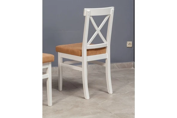 Çapraz Döşemeli Sandalye Kahve Beyaz - 2