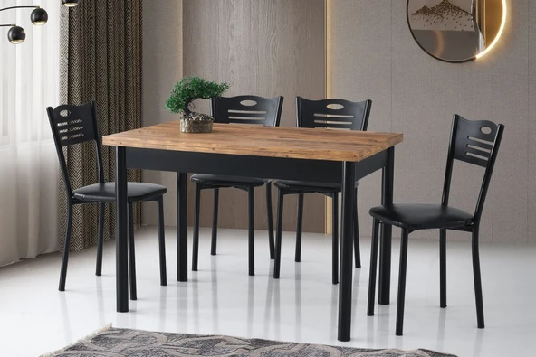 Smart Masa Ve Smart Sandalye Takımı, Atlantik Çam Siyah, 110X70