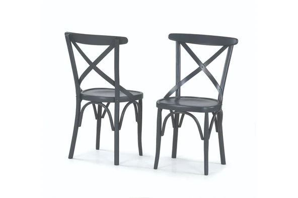 Milano Masa Ve Çarpı Çıtalı Sandalye Takımı, Beyaz Antrasit, 125X80 - 4