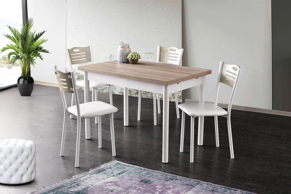 Smart Masa Ve Smart Sandalye Takımı, Cordoba Beyaz, 110X70