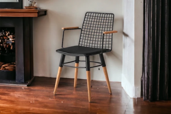 Ahşap Kollu Tel Sandalye ürün görseli