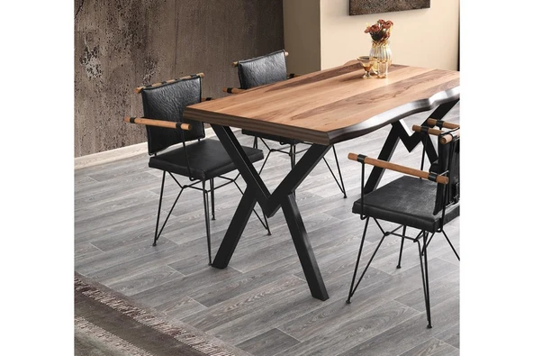 Agron Masa Ve Poyraz Sandalye Takımı, Siyah, 140X85 - 4