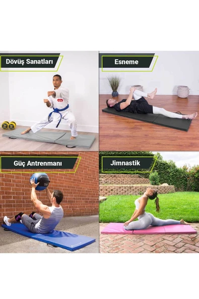 RevuBaby Üç Katlı Katlanabilir Kalın Spor  Egzersiz Matı Temel Egzersiz Minderi  Pilates Minderi 4CM Kalınlık - 4