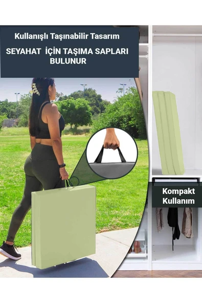 RevuBaby Üç Katlı Katlanabilir Kalın Spor Egzersiz Matı Temel Egzersiz Minderi Pilates Minderi 4CM Kalınlık - 3