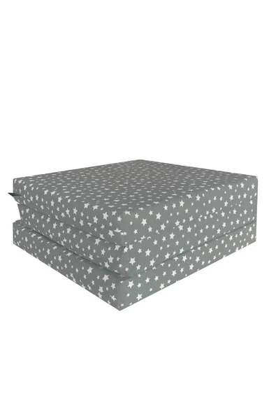 RevuBaby Katlanır Yer Yatağı Ve Tek Kişilik Sünger Katlanır Minder Yatak 6 CM Kalınlık Yer Şiltesi Gri Yıldız - Resim 4
