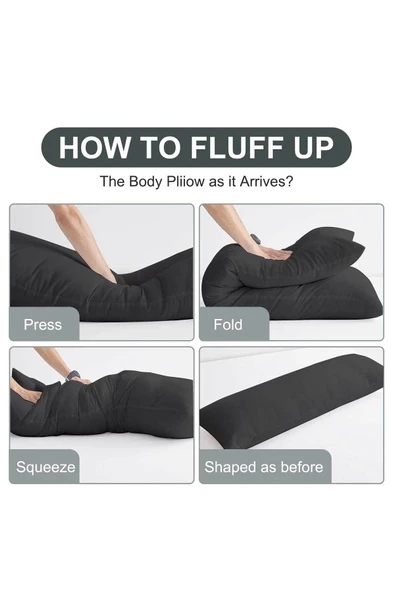 RevuBaby Uzun YastıkYetişkinler İçin Yumuşak Uzun Yatak Yastığı Çift Kılıflı Elyaf Dolgulu 140x45 CM - 4