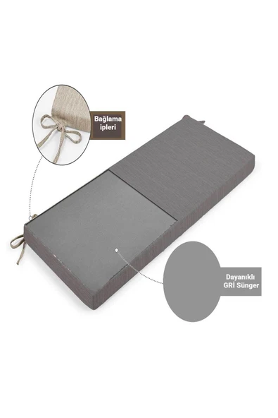 RevuBaby Çoton Kumaş Uzun Koltuk Minderi Iç Ve Dış Mekan Güneş Dayanıklı Bank & Sandalye Minderi100-45-8 Cm - 4