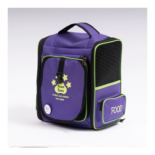 Brave Paws Kedi ve Köpek Taşıma Çantası Açılabilir Fileli Katlanabilir Yıkanabilir Plastik Fileli (MOR)