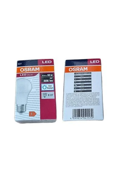 Osram Ledvance Value CLA 60 6500 Beyaz Işık  E27 8,5W Led Ampul - 3