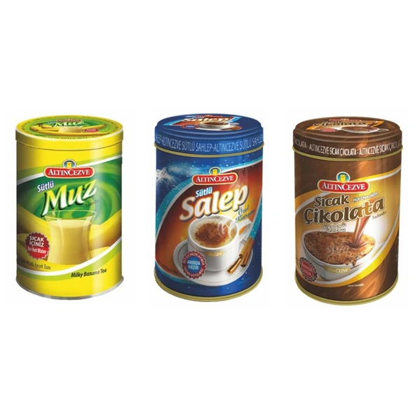 Altıncezve Salep, Muz, Sıcak Çikolata Teneke 250 gr 3'lü Paket