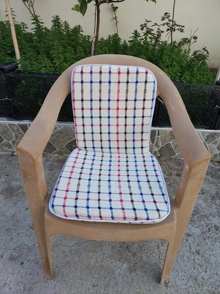 1 Adet Buldan Arkalıklı Sandalye Minderi, Midi Boy (Kalınlık 3,5cm)-Karışık Renkli