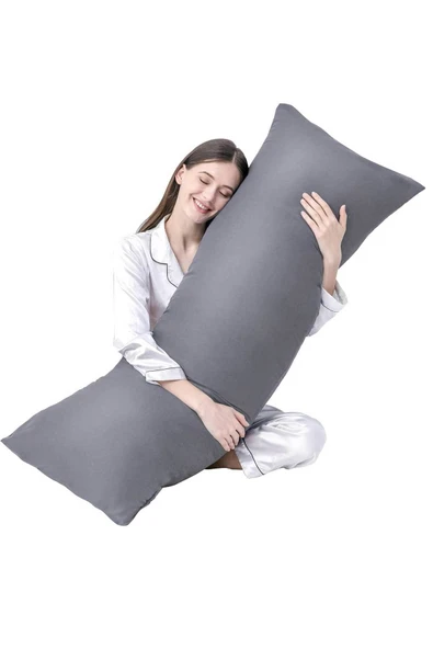 RevuBaby Uzun YastıkYetişkinler İçin Yumuşak Uzun Yatak Yastığı Çift Kılıflı Elyaf Dolgulu  140x45 CM