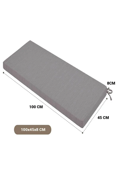 RevuBaby Çoton Kumaş Uzun Koltuk Minderi Iç Ve Dış Mekan Güneş Dayanıklı Bank & Sandalye Minderi100-45-8 Cm - 3