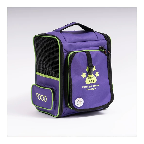 Brave Paws Kedi ve Köpek Taşıma Çantası Açılabilir Fileli Katlanabilir Yıkanabilir Plastik Fileli (MOR) - 5