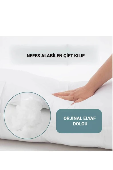 RevuBaby Uzun YastıkYetişkinler İçin Yumuşak Uzun Yatak Yastığı Çift Kılıflı Elyaf Dolgulu  140x45 CM - 2