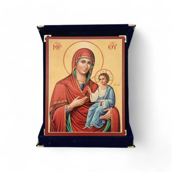 Müdüre Meryem Ana İkona Kadife Kutu ürün görseli