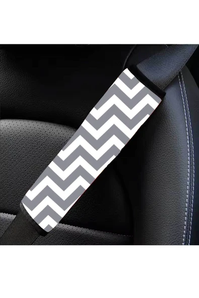 RevuBaby Araba Emniyet Kemeri Yumuşatıcı Araba Kemer Yastığı Otomobil Kemer Minderi  25 cm gri zigzag