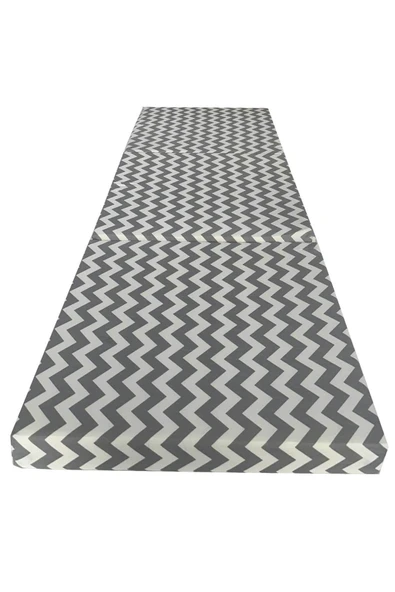 RevuBaby Katlanır Yer Yatağı Ve Tek Kişilik Sünger Katlanır Minder Yatak 6 CM Kalınlık Yer Şiltesi Gri Zigzag - Resim 4