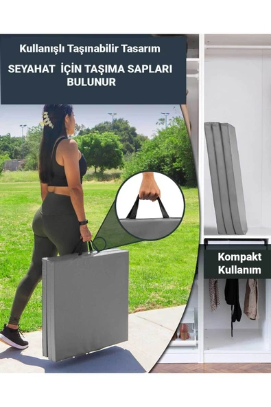 RevuBaby Üç Katlı Katlanabilir Kalın Spor  Egzersiz Matı Temel Egzersiz Minderi  Pilates Minderi 4CM Kalınlık - 3