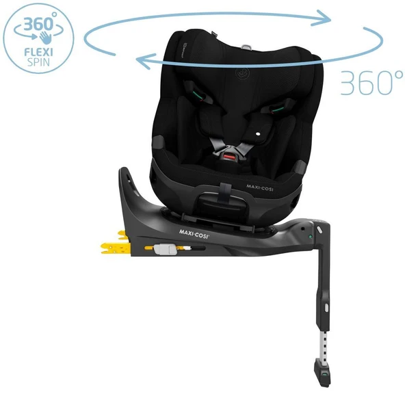 Maxi-Cosi Emerald 360 Pro I-Size Dünyanın İlk Kızaklı, Araç Dışına Çıkabilen İsofix'li 360 Dönebilir Yatabilir 0-36 kg Bebek Oto Koltuğu Authentic Black - 4