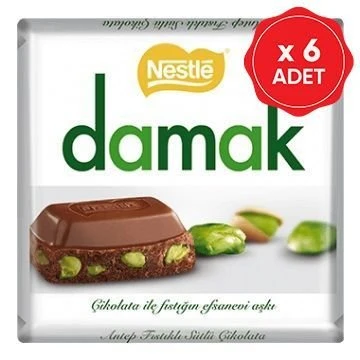 Nestlé Damak Kare Bol Antep Fıstıklı Sütlü Çikolata 60g x 6 adet