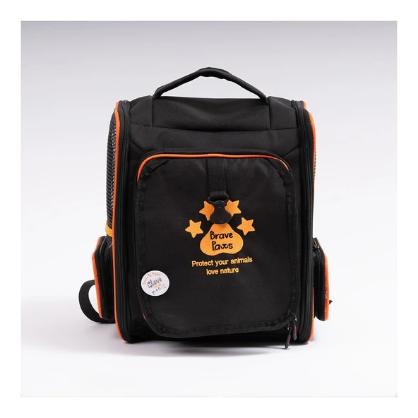 Brave Paws Kedi ve Köpek Taşıma Çantası Açılabilir Fileli Katlanabilir Yıkanabilir Torik Model Plastik Fileli (SİYAH)