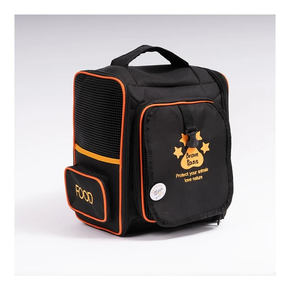 Brave Paws Kedi ve Köpek Taşıma Çantası Açılabilir Fileli Katlanabilir Yıkanabilir Torik Model Plastik Fileli (SİYAH) - 5