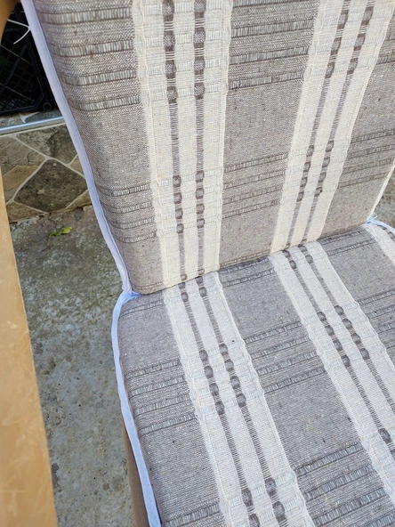 1 Adet Buldan Arkalıklı Sandalye Minderi, Midi Boy (Kalınlık 3,5cm)-Vizon - 2