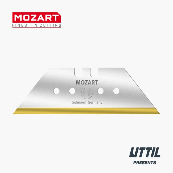 Mozart Blades 90975.065 Ekstra Sert, Ekstra Keskin TiN kaplamalı 60 mm Trapezoid Bıçak 10 Adet Yedek