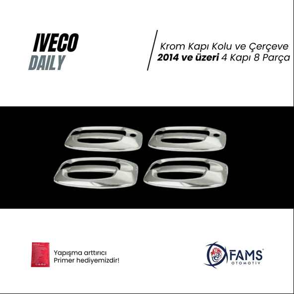 Iveco Daily Krom Kapı Kolu+Çerçeve 4 Kapı 8 Parça 2014> Paslanmaz Çelik - 3