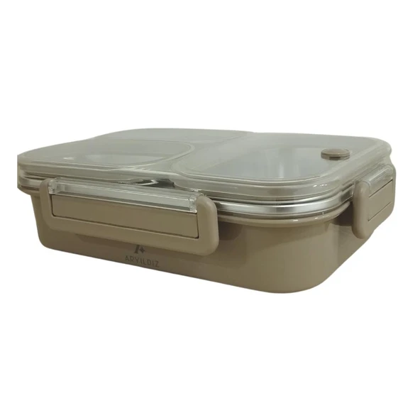 Aryıldız Bento Dikdörtgen 3 Bölmeli Lunch Box Yemek Termosu Kahverengi 1000 ml - 3