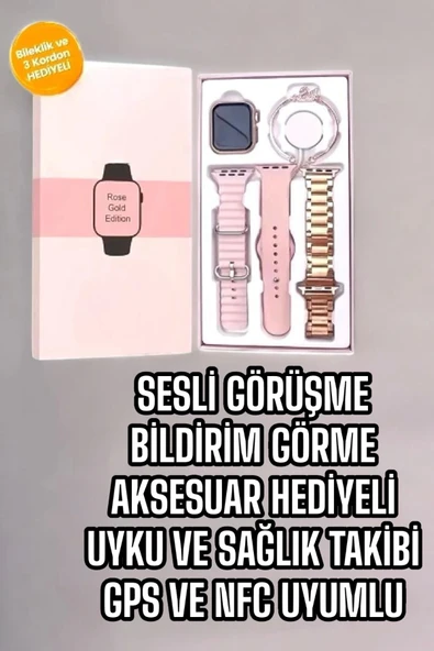 Akıllı Saat Amoled Ekran 3 Kordonlu Aksesuar Hediyeli Sesli Görüşme - 2