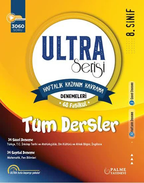 Palme 8.Sınıf Ultra Kazanım Kavrama Denemeleri 68 Fasikül Tüm Dersler