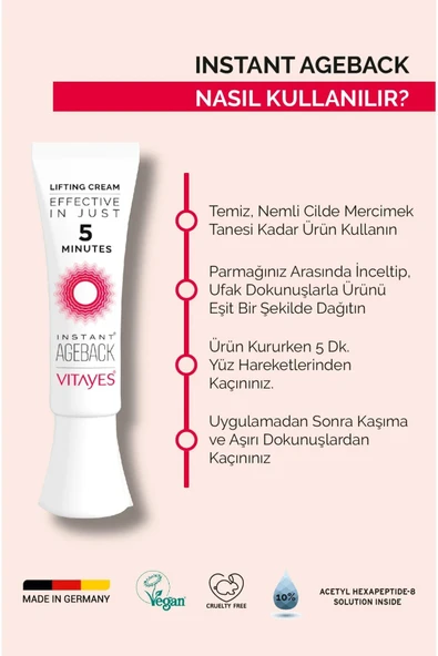 Anlık Etkili Yüz Germe Kremi Göz Altı Torbaları Ve Kırışıklık Karşıtı %10 Acetly Hexapeptide-8 (7ml) - 7