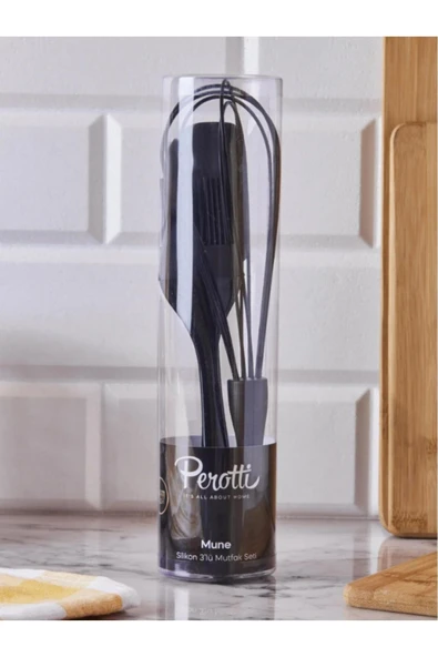 Perotti 15398 Mundo 3'lü Set Çırpıcı,spatula Ve Fırça Çırpıcı Seti Siyah - 3