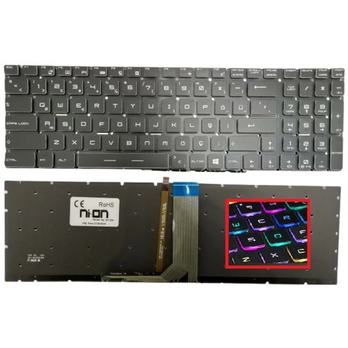 Nion Msi GE75 RAIDER 9SE-411TR Notebook Klavye (Siyah TR Rgb Aydınlatmalı)
