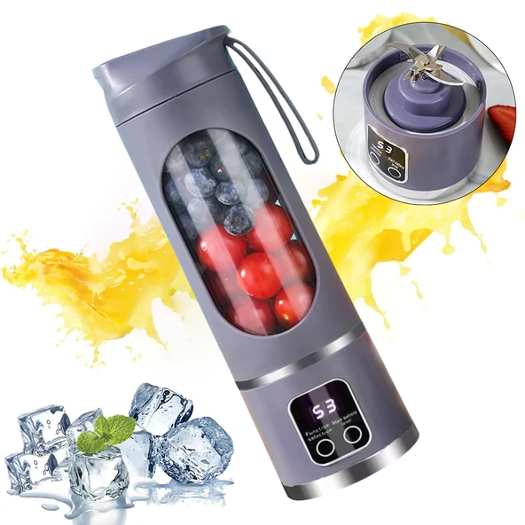 POWERMASTER PM-25965 450ML SHAKEN TAKE KİŞİSEL SMOOTHİE TAŞINABİLİR BLENDER MEYVE SIKACAĞI ŞARJLI MOR