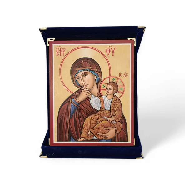 Teselli Eden Meryem Ana İkona Kadife Kutu ürün görseli