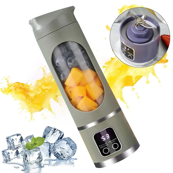 POWERMASTER PM-25964 450ML SHAKEN TAKE KİŞİSEL SMOOTHİE TAŞINABİLİR BLENDER MEYVE SIKACAĞI ŞARJLI YEŞİL