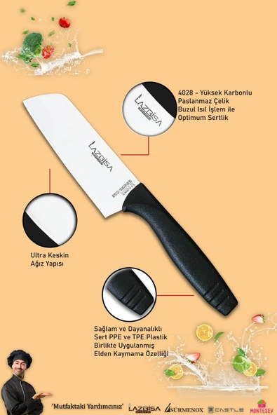 Eco Serisi Mutfak Bıçak Seti Et Ekmek Sebze Şef Bıçağı 3 Lü Set - Resim 3