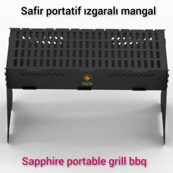 Safir Portatif Izgaralı Mangal Sök tak mangal Safir Portatif Piknik Mangalı Safir Ateş Çukuru Safir Barbekü Çanta Hediyeli.