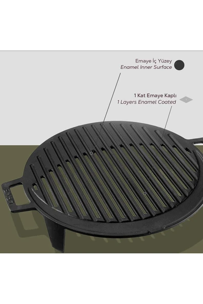 Lava 37cm Mangal Izgarası Çift Kulplu - LV Y MNG IZG 37 - 6