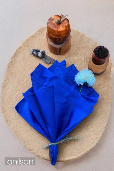 Tekli %100 Pamuk Kumaş Peçete Mavi 50x50 Cm Mutfak Bezi Sofra Sunum Servis Peçetesi