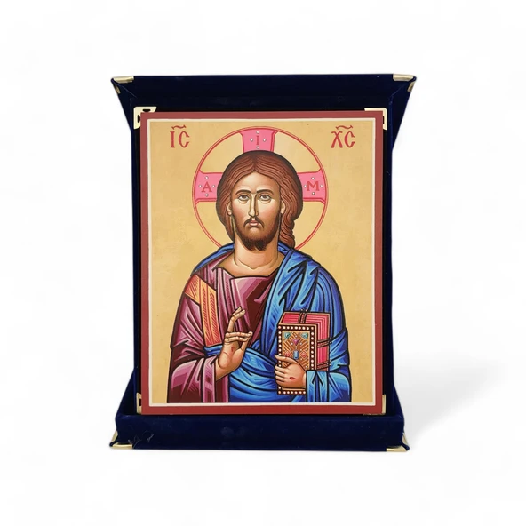 Cankurtaran İsa İkona Kadife Kutu ürün görseli